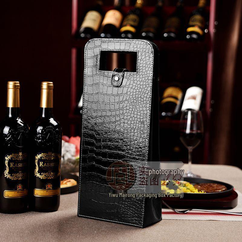 Borsa regalo in pelle per bottiglie di vino singole o doppie