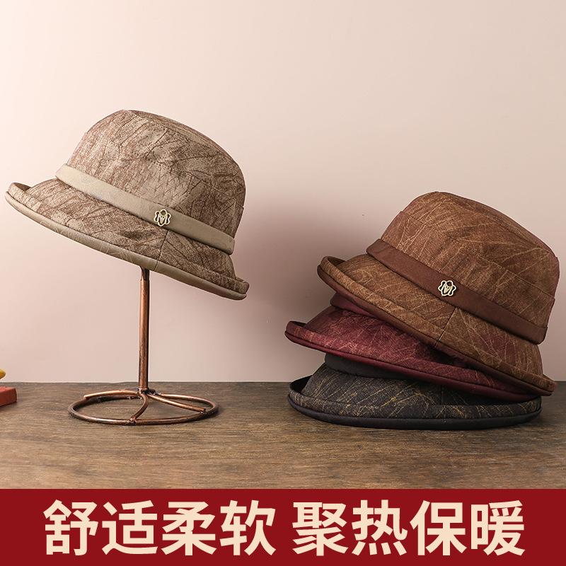 

Autumn and winter new thermal basin hat women s elderly temperament mother bucket hat fashion versatile face hat one size fits all темно-коричневого кольору