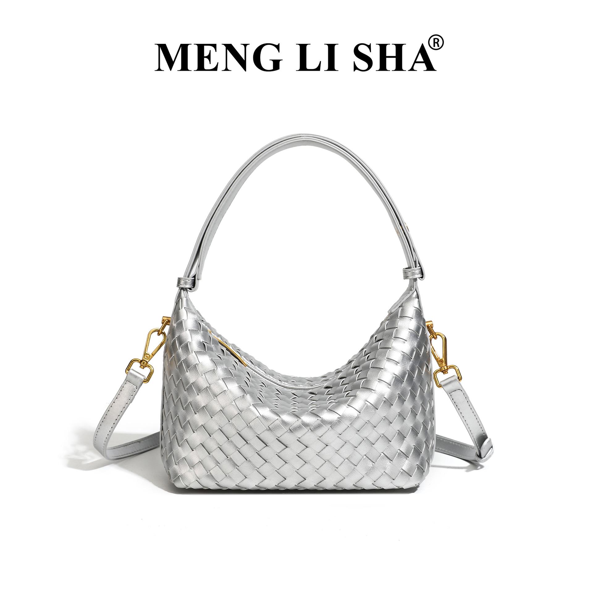 

New Hand Woven Portable Lunch Box Bag for Women s Commuting and Leisure, Versatile Single Shoulder Crossbody Lunch Box Bag срібний