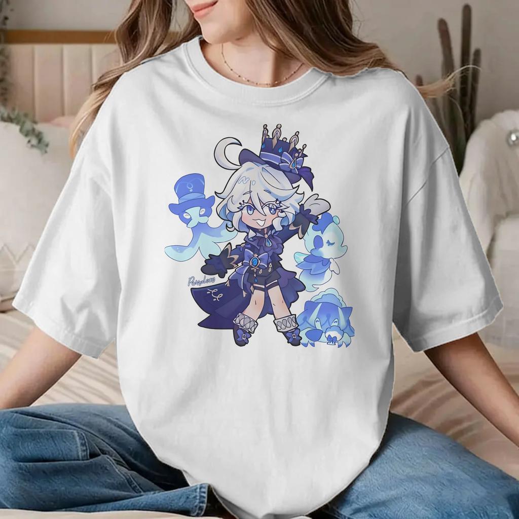 Leisure Furina Tshirts For Unisex Unisex Round Neck 100 Cotton T Shirts Genshin Impact Game Tee Shirt Plus Size Clothing