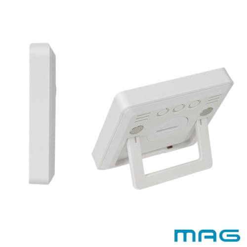 MAG Thermometer/Hygrometer, Digital Temperature and Humidity Meter, Environmental Guide Display, Comfortable, High Humidity, Dry, Clock Display, Compa