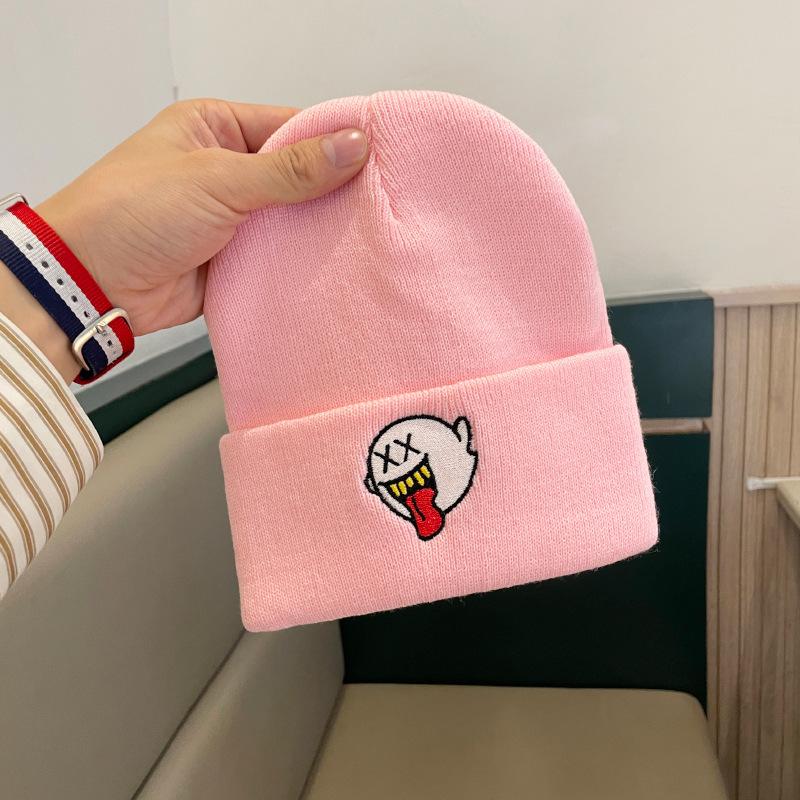 Woolen Hats for Men and Women Japanese Versatile and Cute Warm and Cold Proof Knitted Hats for Autumn and Winter Pullover Cold Hats