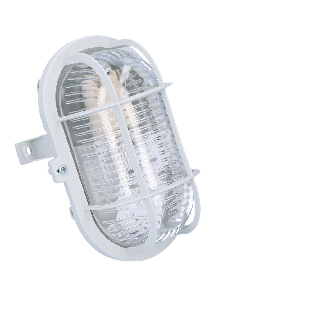 Oval 60 E27 Channel Light Fitting, 42W, Grey, Clear Glass Shade, Cover Made of