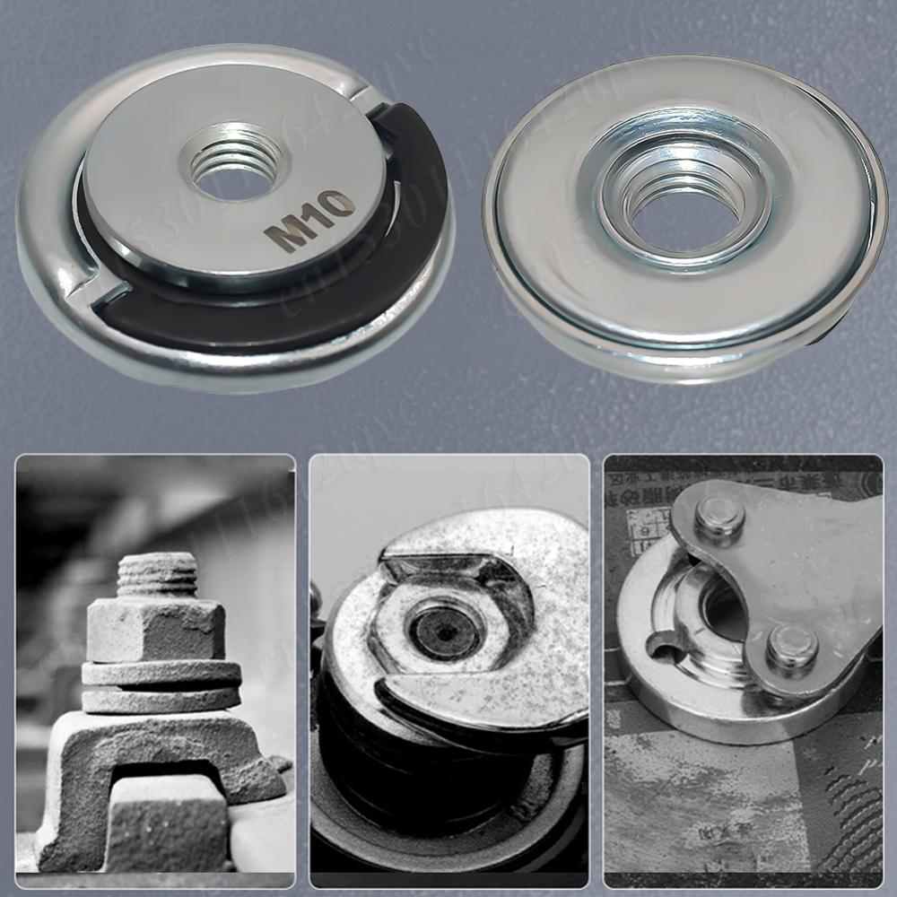 M10 M14 5/8inch -11 Thread Angle Grinder Self-Locking Pressing Plate Quick Release Angle Grinder Flange Nut Power Tools