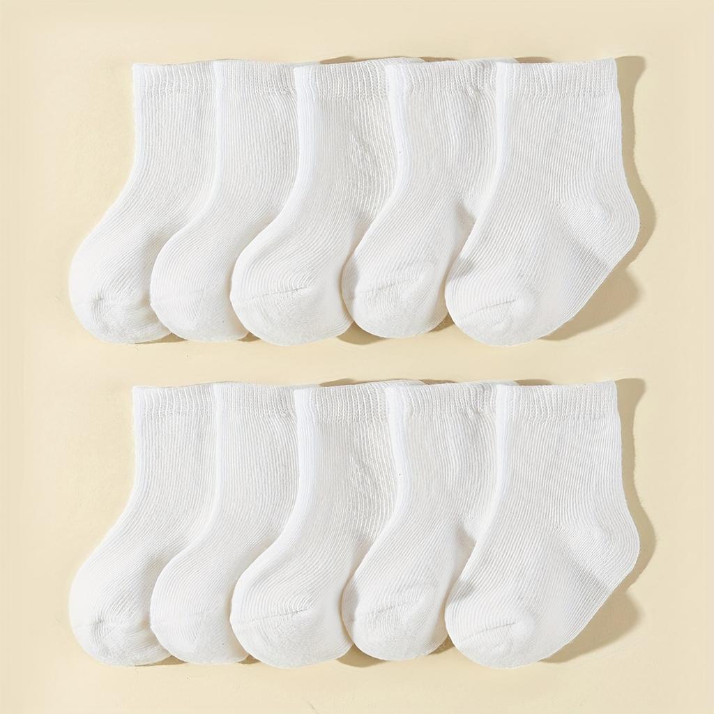 0-3 6-12 Months Boy Baby Socks Infant Newborn White Cotton Sock 10 Pairs Set