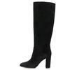 Fashion Retro Style High Heel Pleated Women's Block Heel Boots Skinny Pointed Toe Tall Boots