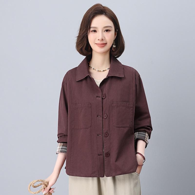 

2025 Корейский стиль Петит Свободный крой Приталенное Повседневное Весеннее пальто для женщин XXL маджента