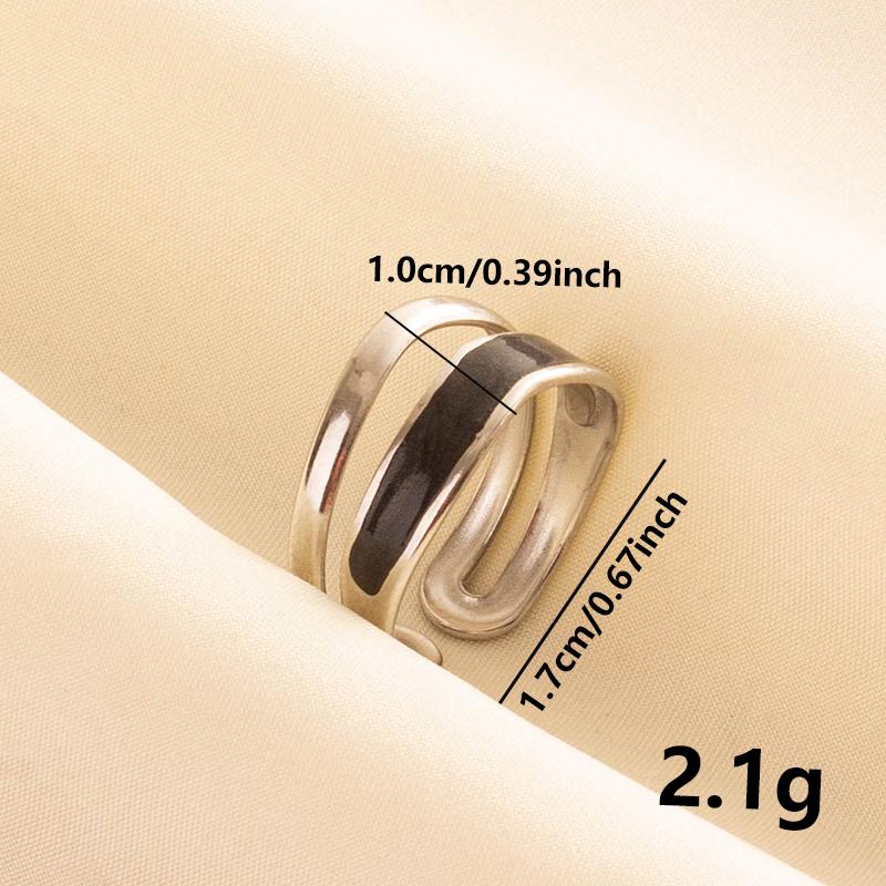 Punk Silver Color Black Enamel Sun Moon Star Eye Rings For Women Men Accessories Stainless Steel Ring Open Finger Jewelry Bagues