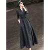 Lanseer Elegant V-Neck Long Sleeve Midi Dress