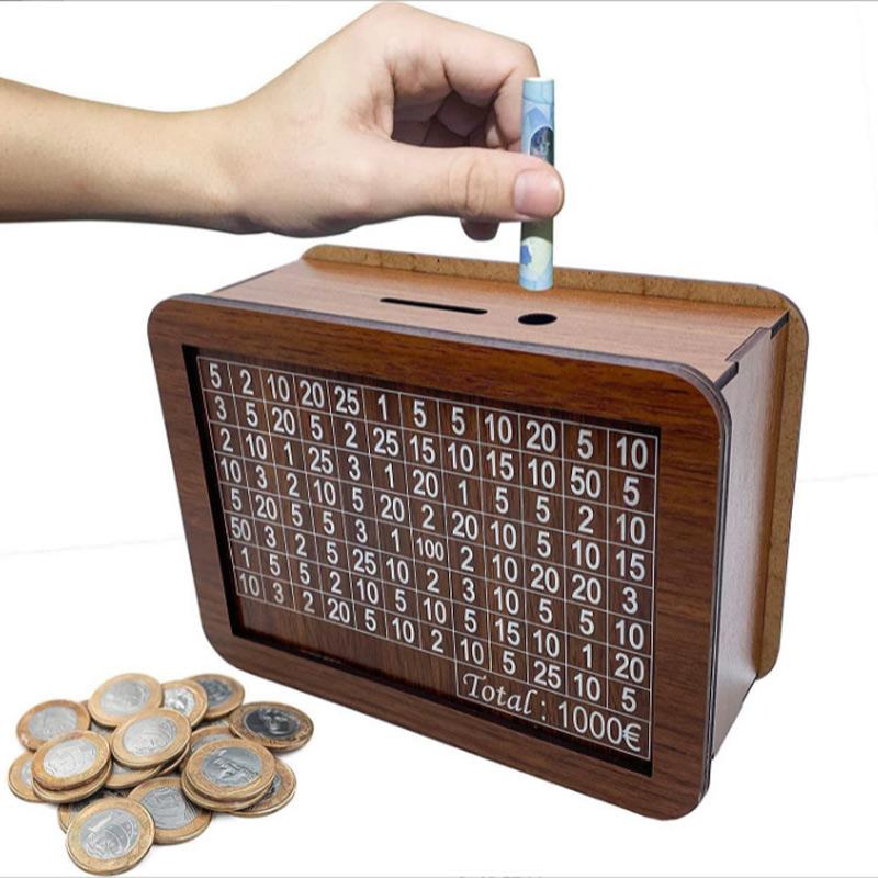 Money Box Piggy Bank Cash Saving Wood Container Decorative Retro Detachable Assembly Container Multifunction Supplies Accessory