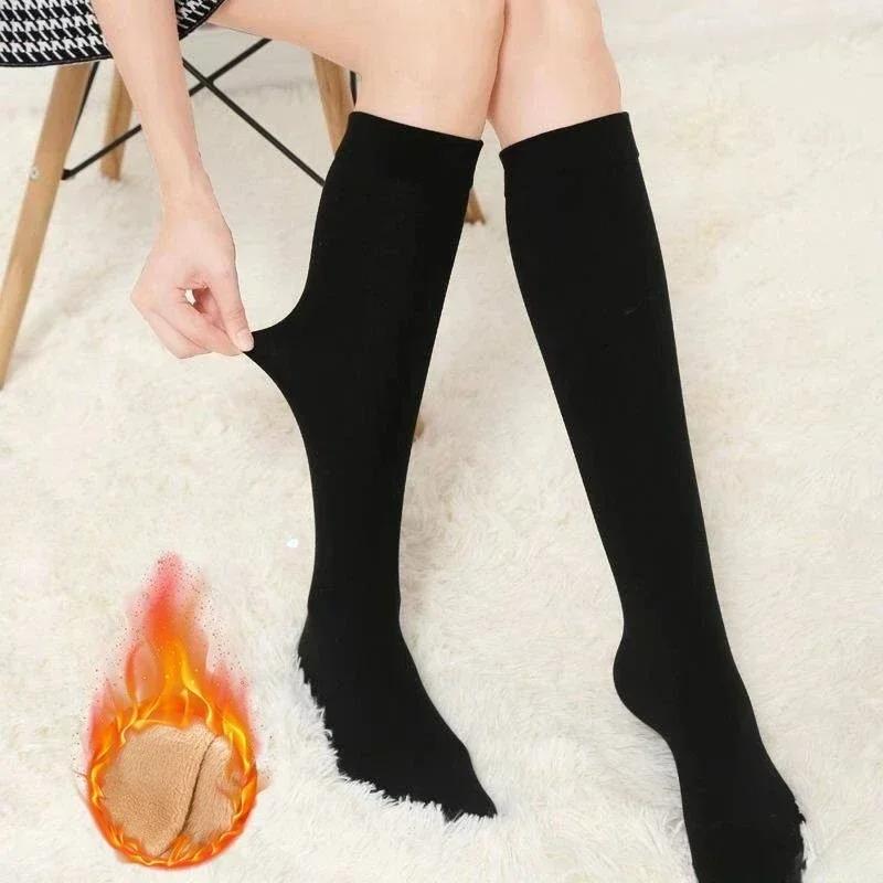 2 Pairs Women Winter Warm Thicken Thermal Socks Soft Casual Solid Color Sock Wool Cashmere Home Snow Boots Floor Sock Stockings