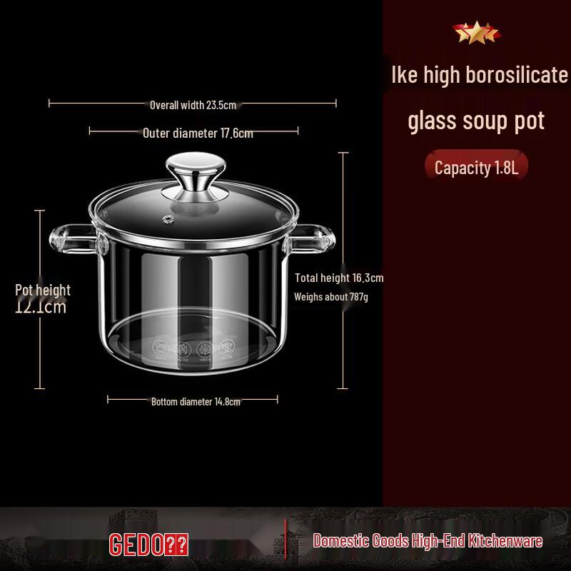 JIDU High Borosilicate Glass Soup Pot