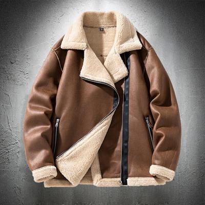 Chaqueta de ante con forro de piel para hombre Chaqueta acolchada cálida estilo hipster
