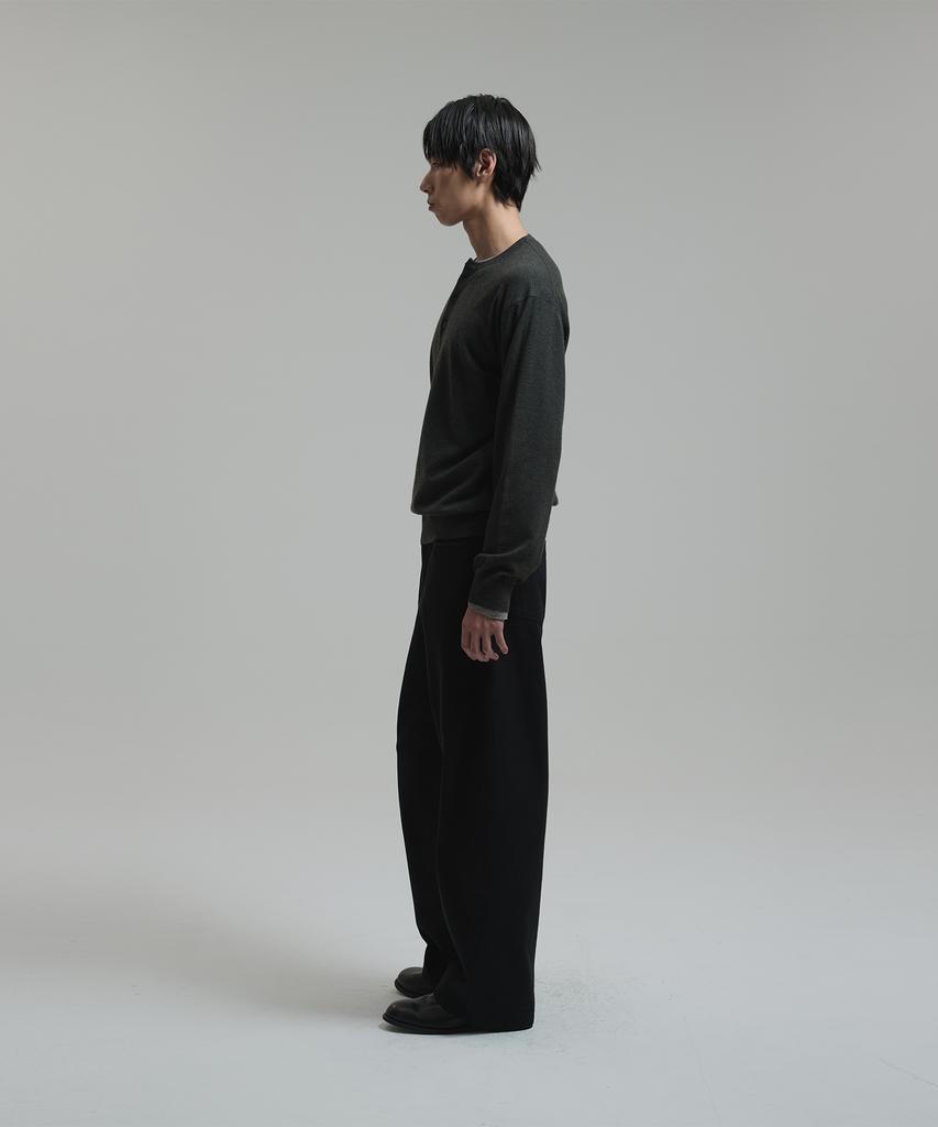 NONBLANK Washable Henley Neck Knit_Charcoal