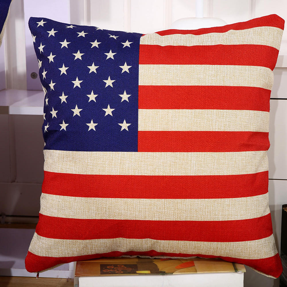 Flag Square Pillow Cover Cushion Case Toss Pillowcase Hidden Closure
