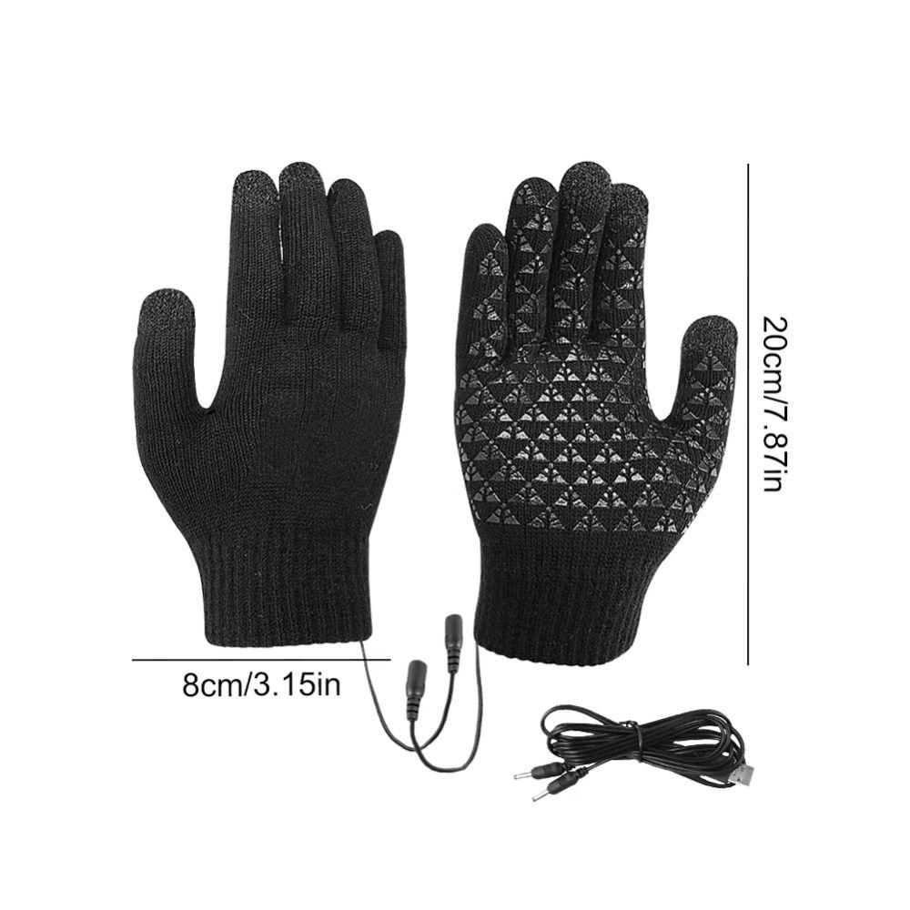 Verstellbare Temperatur Winter Heizhandschuhe Einfarbige Gestrickte Polyesterhandschuhe Herren