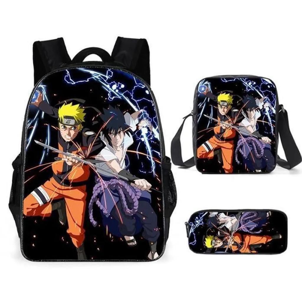New Naruto backpack trendy backpack European and American retro peripheral cartoon schoolbag