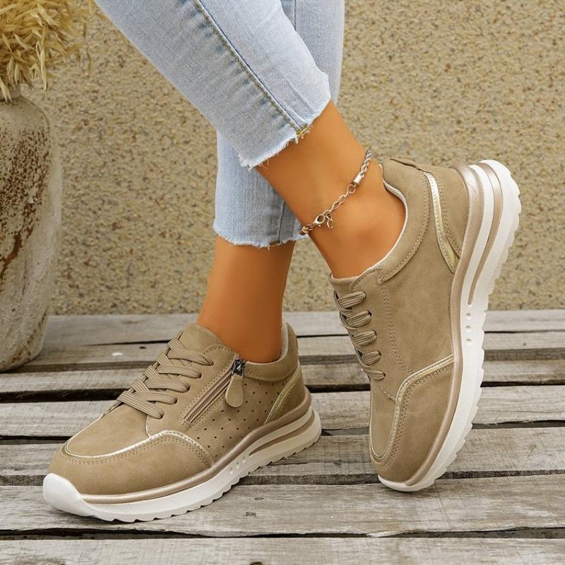 Yama Large Size Single Shoes Women's Spring and Autumn New Round Head Lace-up Color Matching Sports and Leisure Single Shoes