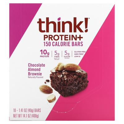 Think!, Protein & Fiber Bars, Chocolate Almond Brownie, 10 Bars, 40 G (1.41 Oz) Each