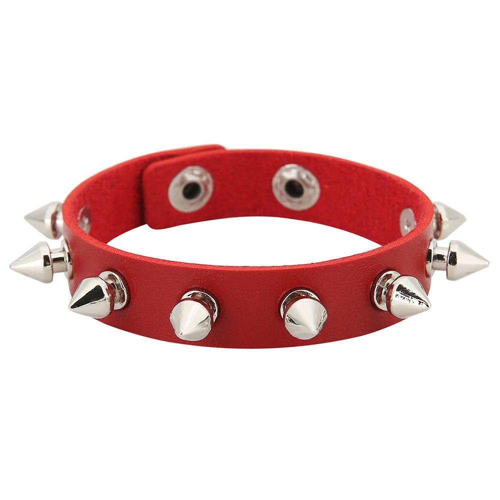 Black Red Goth Bracelets For Women Punk Boho Emo Spike Rivets PU Leather Bracelet Cuff Bangles Festival Jewelry Party Gifts