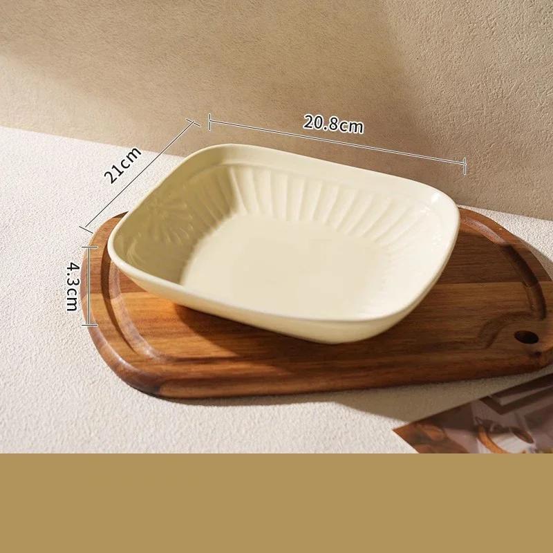 Relief-Keramikteller im französischen Stil, leichtes Luxusrestaurant, Obstsalatteller, köstliche Gerichte, Speiseteller, Haushaltsgeschirr