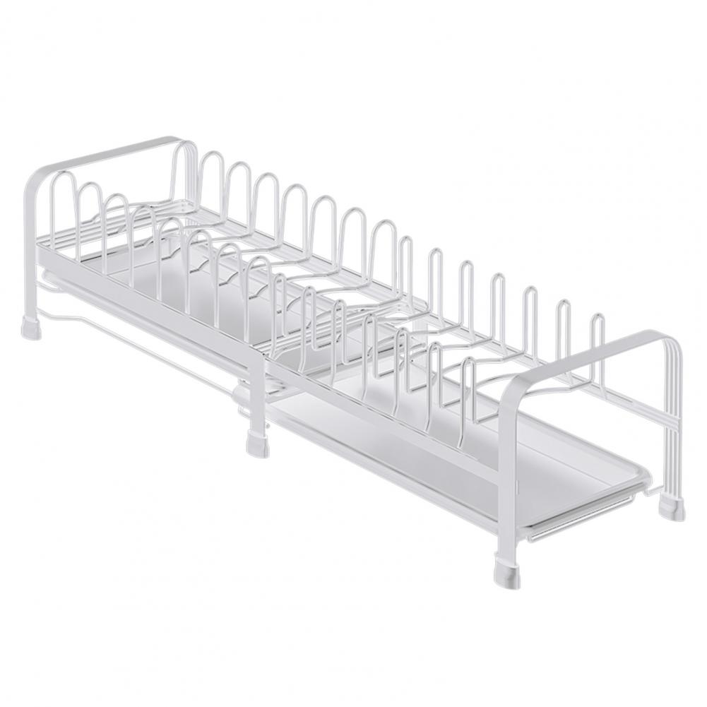 Pull Out Dish Storage Rack Carbon Steel Plate Drain Stand Holder Kitchen Drawer Organizer for Dishes Lids Cutting Boards
