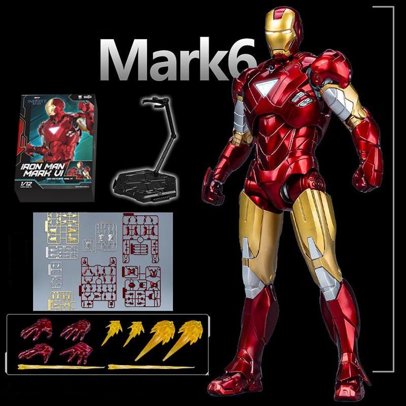 Original LED FondJoy Iron Man MK42 MK43 MK46 MK1 MK2 MK3 MK4 DIY Toys Action Figure Tony Stark Collection Anime Model Kids Gift