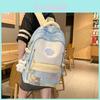 Cute Color Blocked Large Capacity Student Backpack With Pendant For School