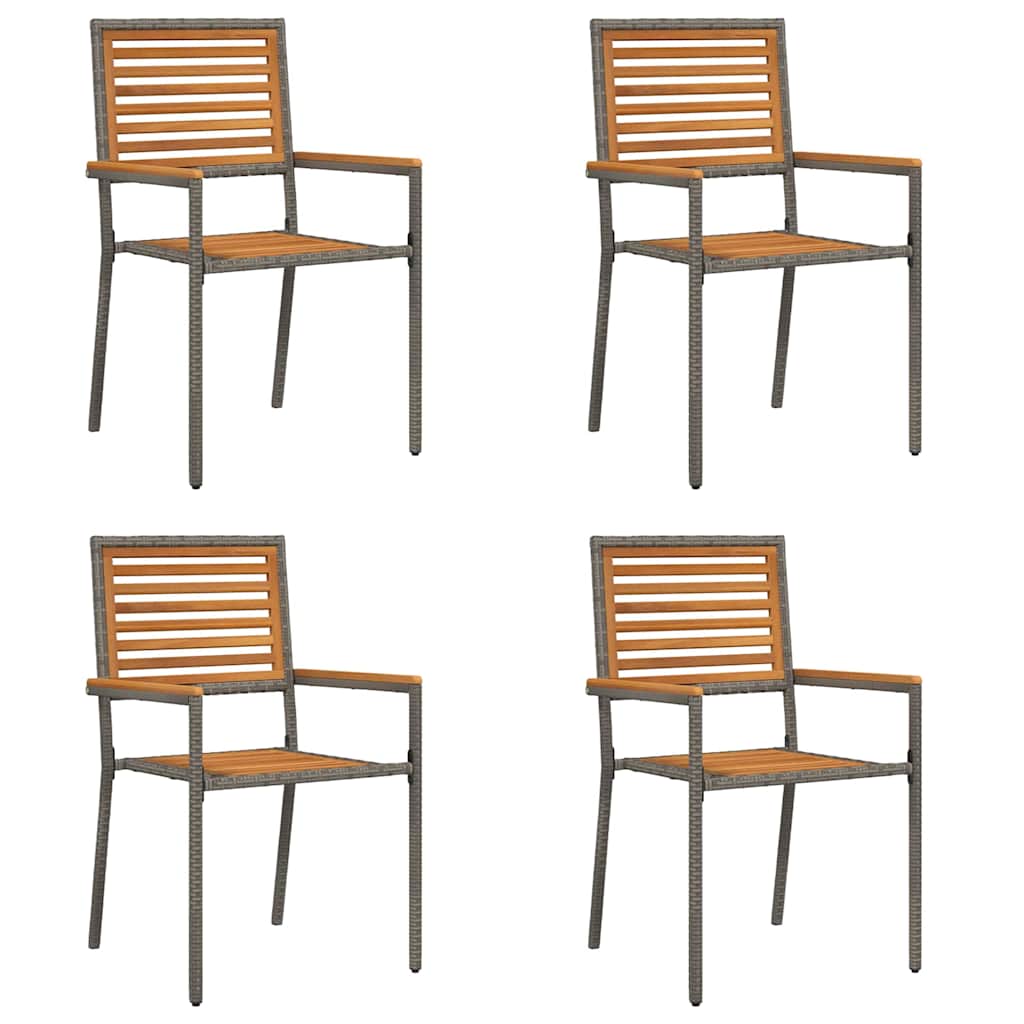 Garden Stackable Chairs 4 pcs Brown and Gray 54 x 56 x 90 cm