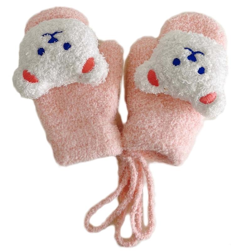 Futrzane Rękawiczki Rękawice Zimowe dla Malucha Dziewczęce Chłopięce Pogrubione Przytulne Ocieplacze na Ręce Wiatroodporne Rękawice Unisex Rękawice z Polaru Koralowego