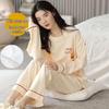Women's Korean Style Cartoon Long Sleeve Casual Home Set with Chest Pads