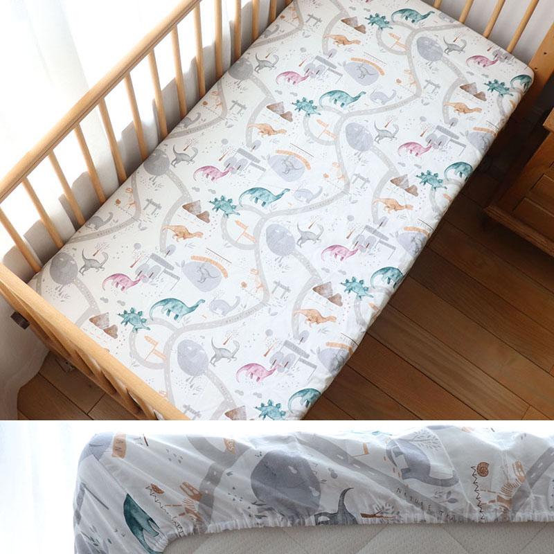 Baby Crib Fitted Sheet For Newborn Soft Cotton Bed Cot Mattress Cover With Rubber 130x70cm