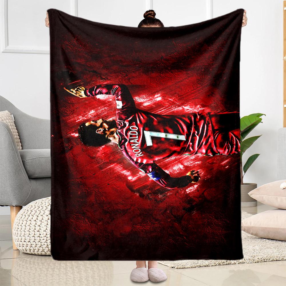 Ronaldo's Iconic Celebration Blanket Soft Warm Cozy Perfect for Livingroom Office Chair Picnics for All Seasons Playful Design