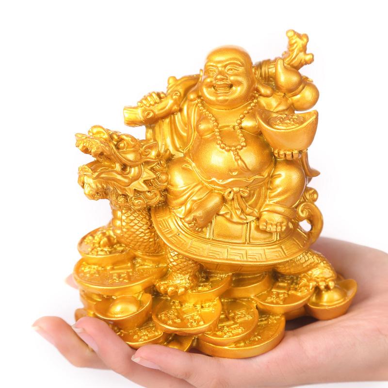 

1PC Fortune Figurine Laughing Buddha Statue Chinese Feng Shui Resin God of Wealth Home Decor S