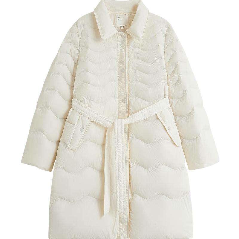 

Yinman Women s Lapel Collar Wave Pattern Long Down Jacket L
