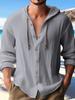 2025 Spring/Summer Men's Cotton-Linen Hooded Shirt: Solid Color, Long-Sleeve, Casual Fashion