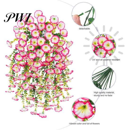 Easy-care Artificial Flowers 2 Pcs Hanging Petunia UV Resistant Faux Year-round Decorations Reusable Simulated Petunias for Outdoors Festive