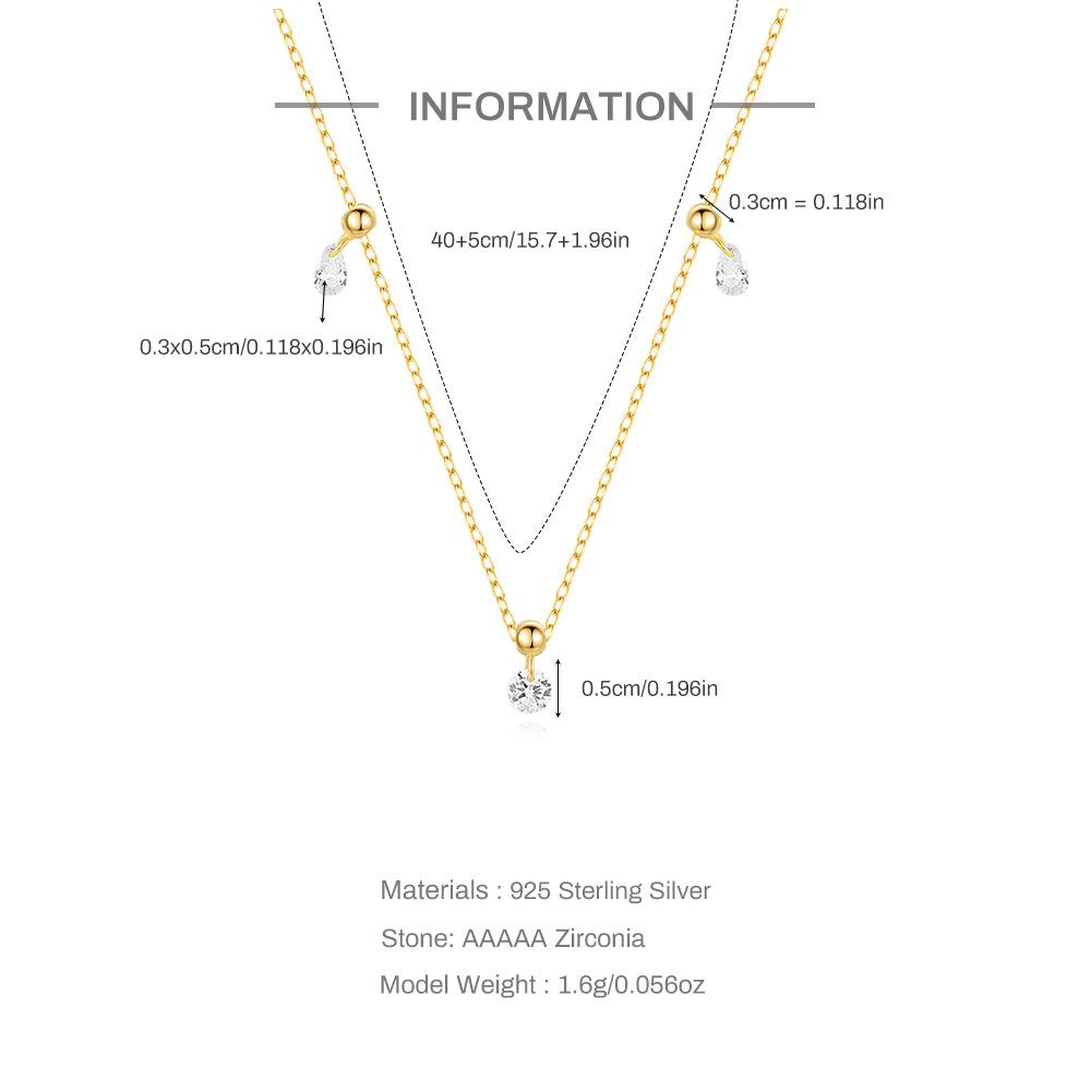 Wind Commuter Simple Wear S925 Sterling Silver Adjustable Geometric Zircon Drape Necklace Clavicle Chain