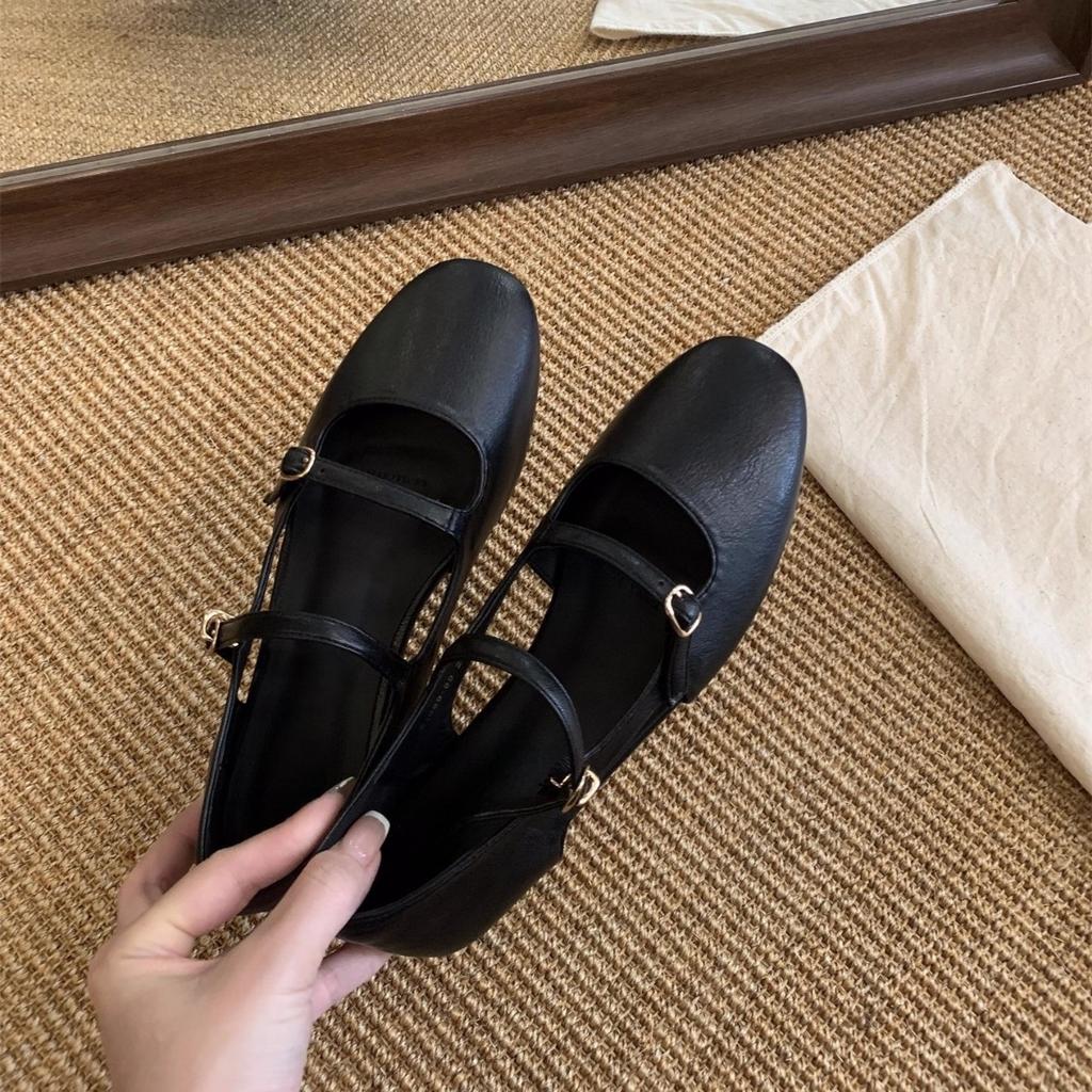 Flat French small red Mary Jane single shoes shoes 2025 summer with skirt wedding shoes ballet evening shoes