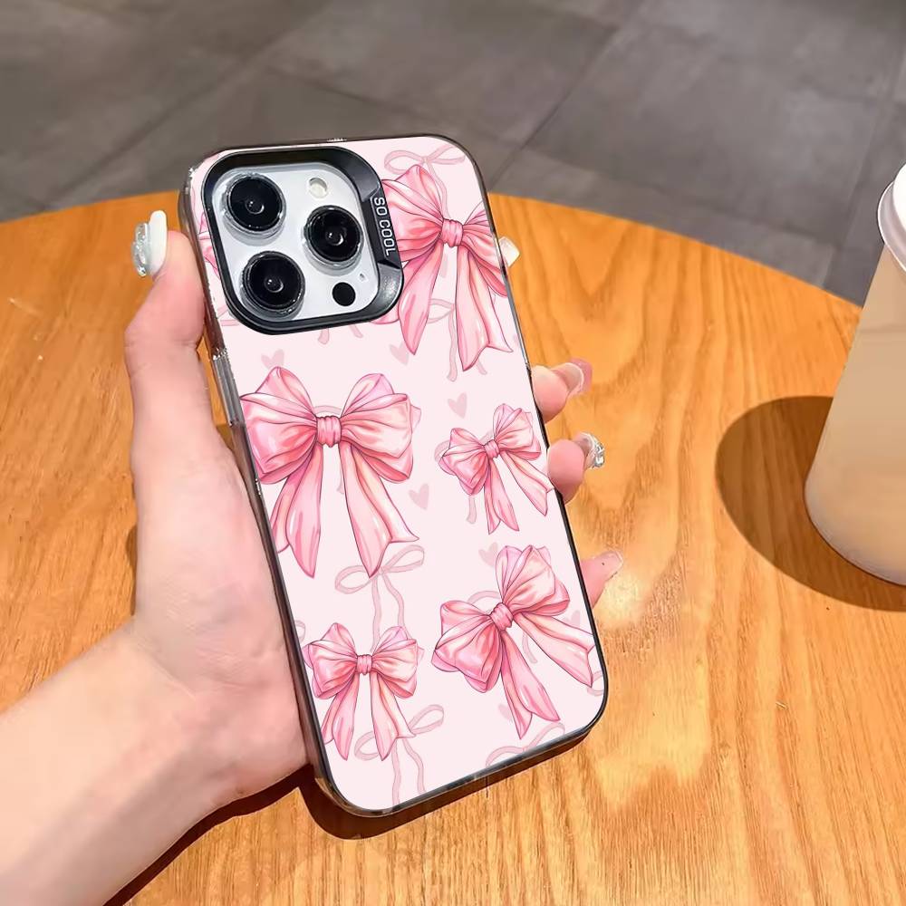 Wildflower INS S-Strawberry C-cherry Phone Case For iPhone17 16 15 14 13 12 Pro Max Grey Black Matte Laser Metallic Aurora Funda