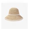 Women'S Double-Layer Pearl Large Brim Hand Hook Straw Woven Hat, Summer Beach Fisherman Hat, Outdoor Sun Shading Sun Hat