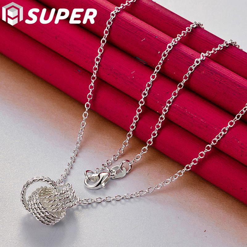 925 Sterling Silver 18 Inch Tennis Pendant Necklace Jewelry