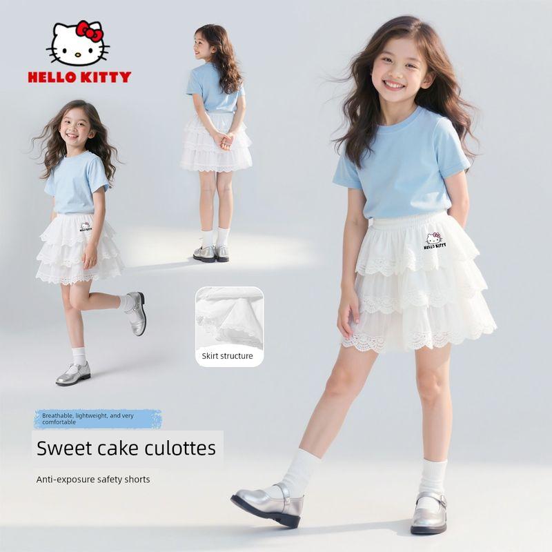 Девочковое платье Hello Kitty Летнее сетчатое детское платье-принцесса Тонкое фиолетовое платье для девочек постарше Модное Solid White 160