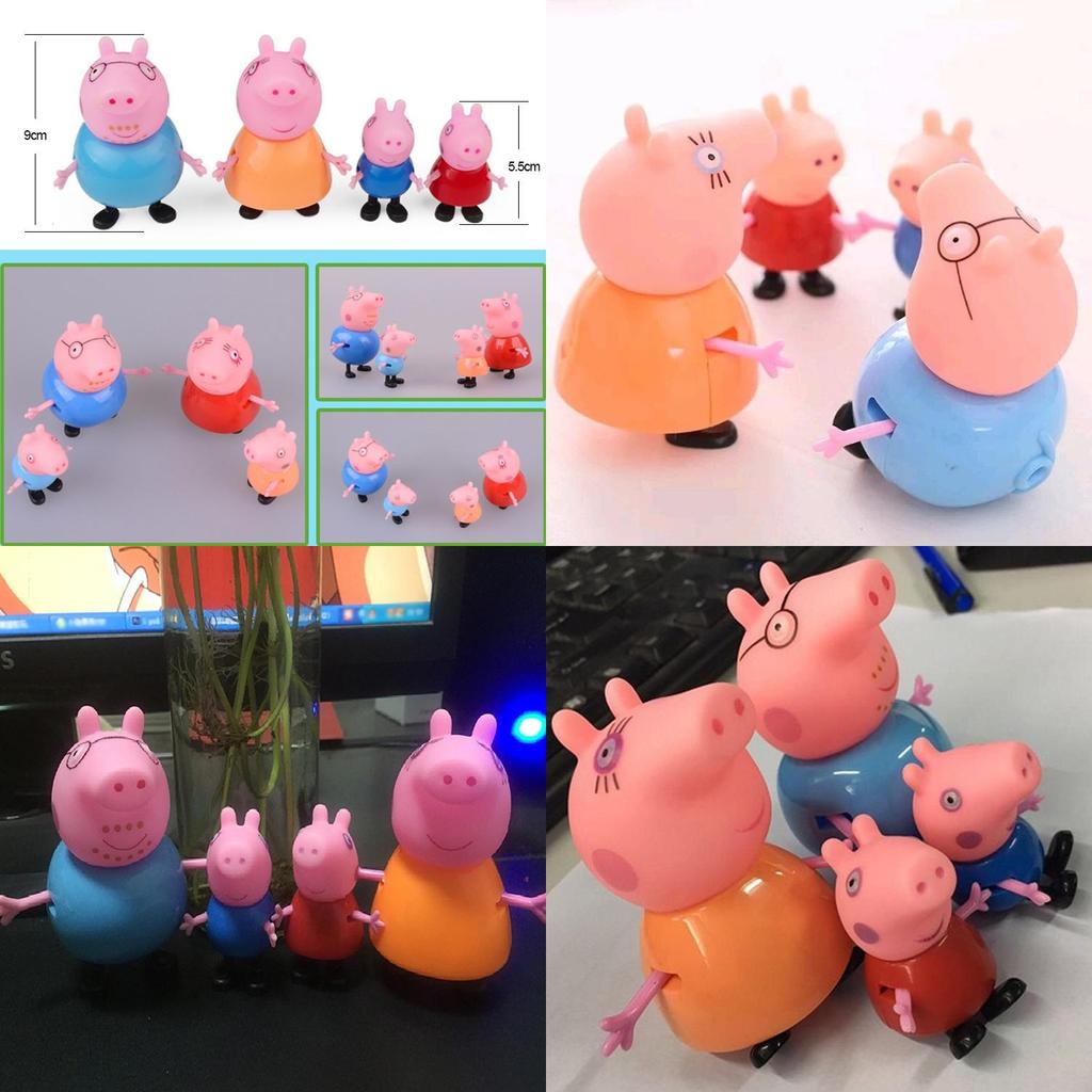 Cartoon Peppa Pig Cake Topper Set For Birthday Party With Soft And Hard Headed Figures