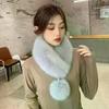 Luxury Velvet Texture Winter Outdoor Warm Scarf Solid Color Soft Faux Fur Collar Thickened Neck Scarf For Women