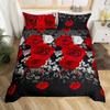 Valentine's Day Rose King Queen Duvet Cover Red White Floral Bedding Set Romantic Flowers Quilt Cover Polyester Comforter Cover