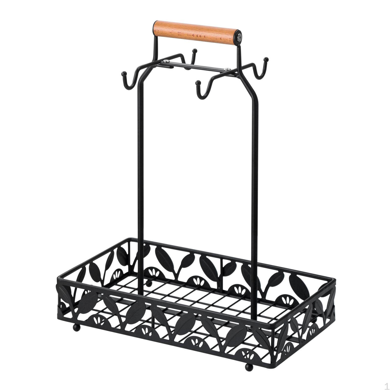

Держатель для кофейных кружек Аксессуары Подставка для демонстрации, Металлический шкаф для стола, офиса, кухни, с крючками для Square