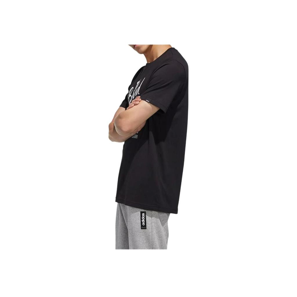 adidas Letter Round Neck Comfortable Short Sleeve T-Shirt Men Tops Black FM6232