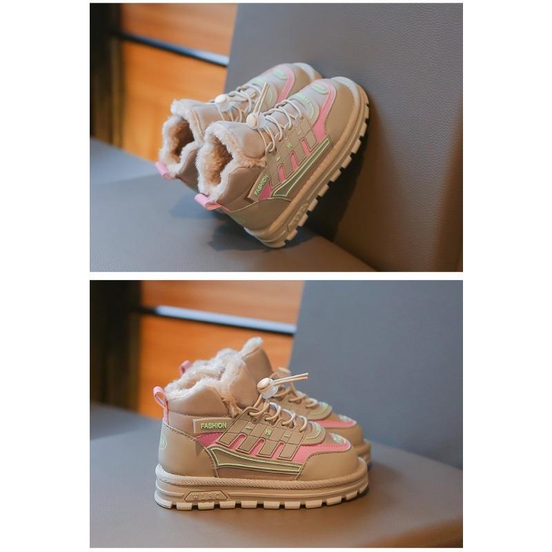 Girls' Cotton Shoes Winter New Cashmere Thickened Children's Sports Snow Boots Girls Warm Cotton Boots Big Children
