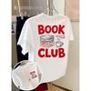 Book Club T-shirt_ Reading Is My Therapy Graphic Cotton T-shirt Streetwear Trendy Cotton Oversized Unisex Y2k Short Print Hip Hop